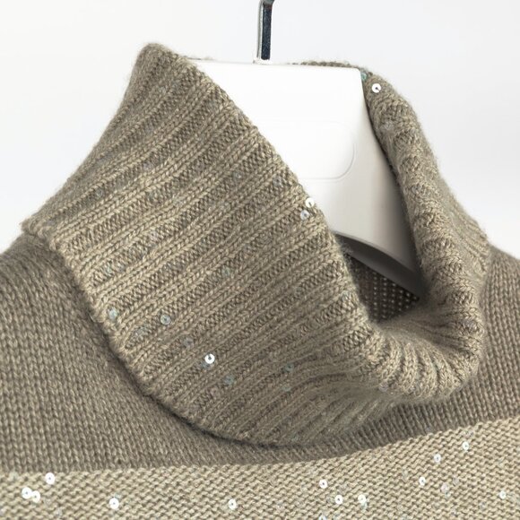 Brunello Cucinelli Grey Cashmere Sequin Turtleneck Sweater - Picture 7 of 9